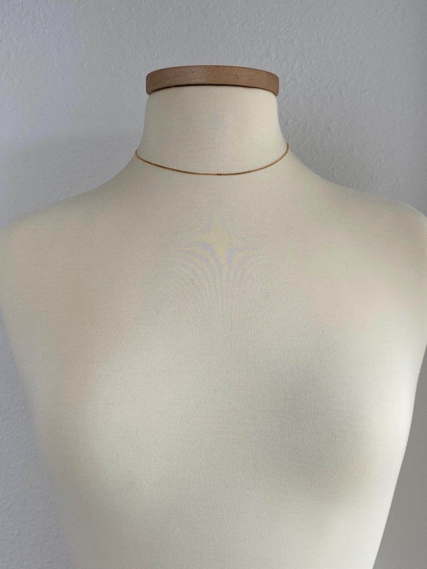 Vintage Solid 14k Yellow Gold Tight Curb Chain Necklace - 15.75 inches