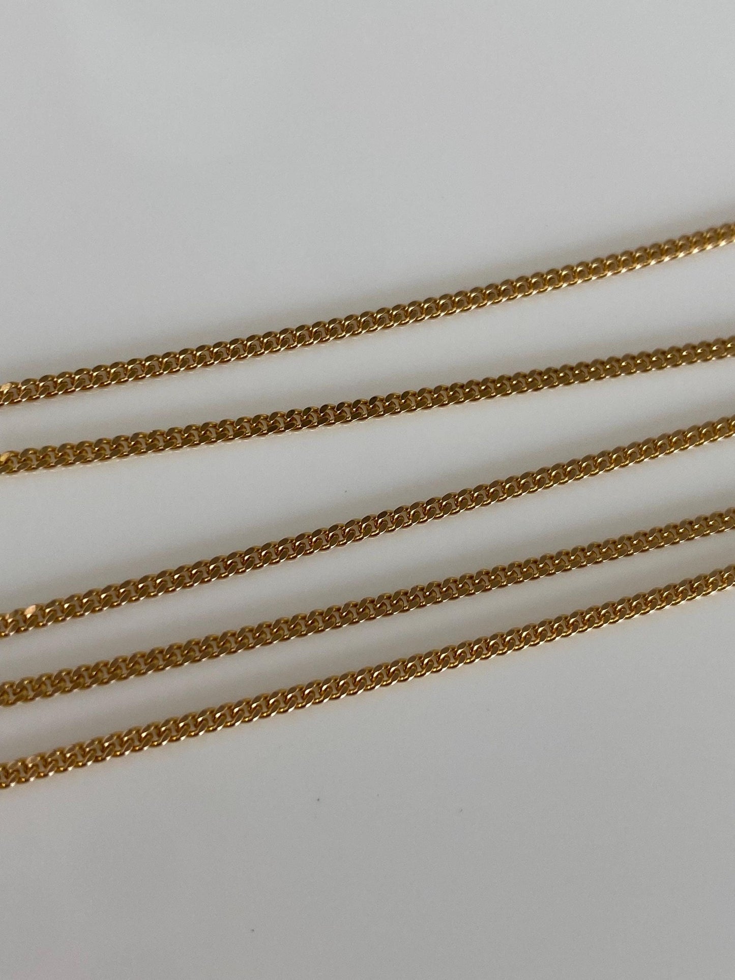 Vintage Solid 14k Yellow Gold Tight Curb Chain Necklace - 15.75 inches