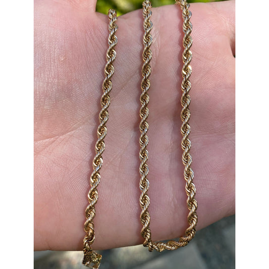 Vintage Solid 14k Yellow Gold Rope Chain Necklace - 14.5 inches