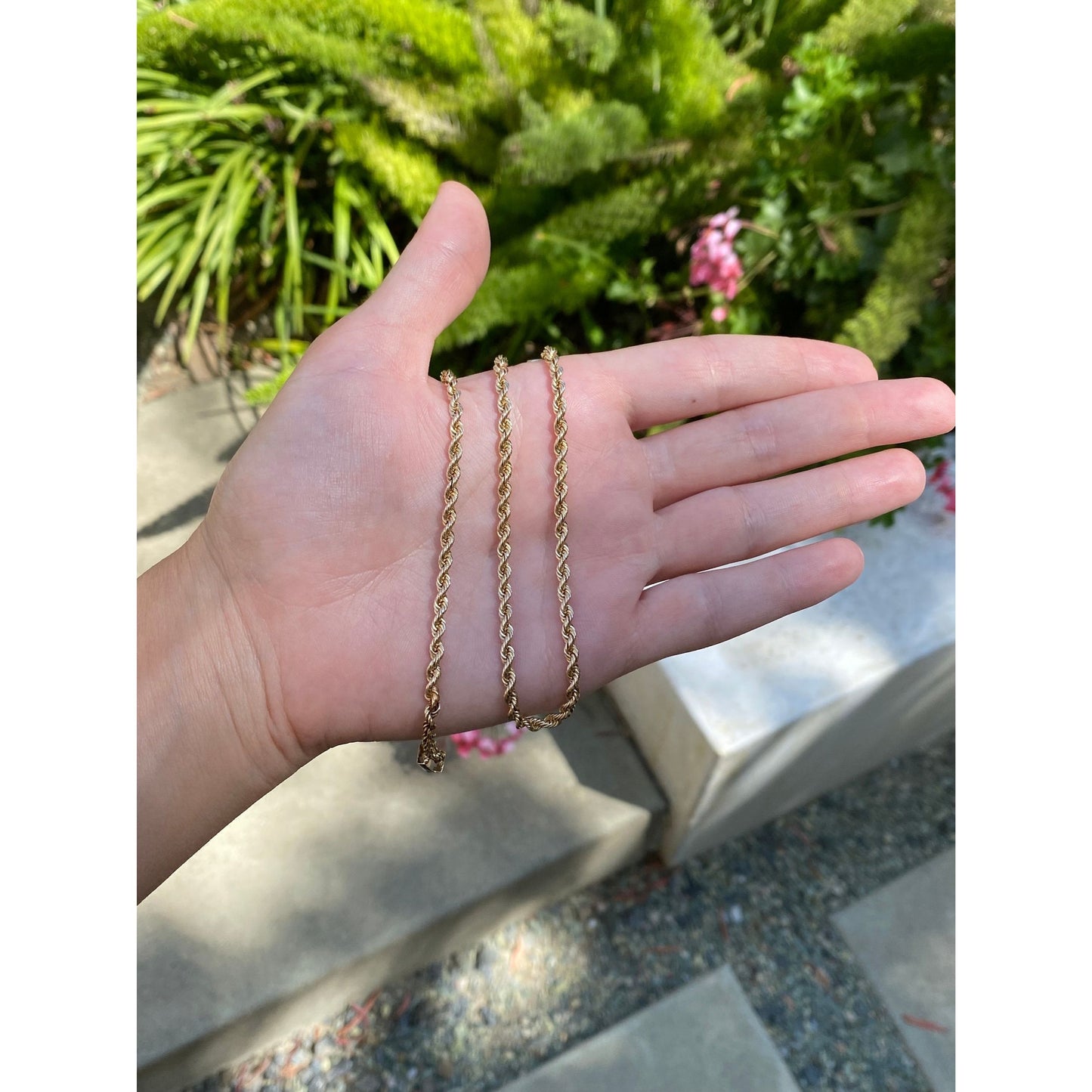 Vintage Solid 14k Yellow Gold Rope Chain Necklace - 14.5 inches