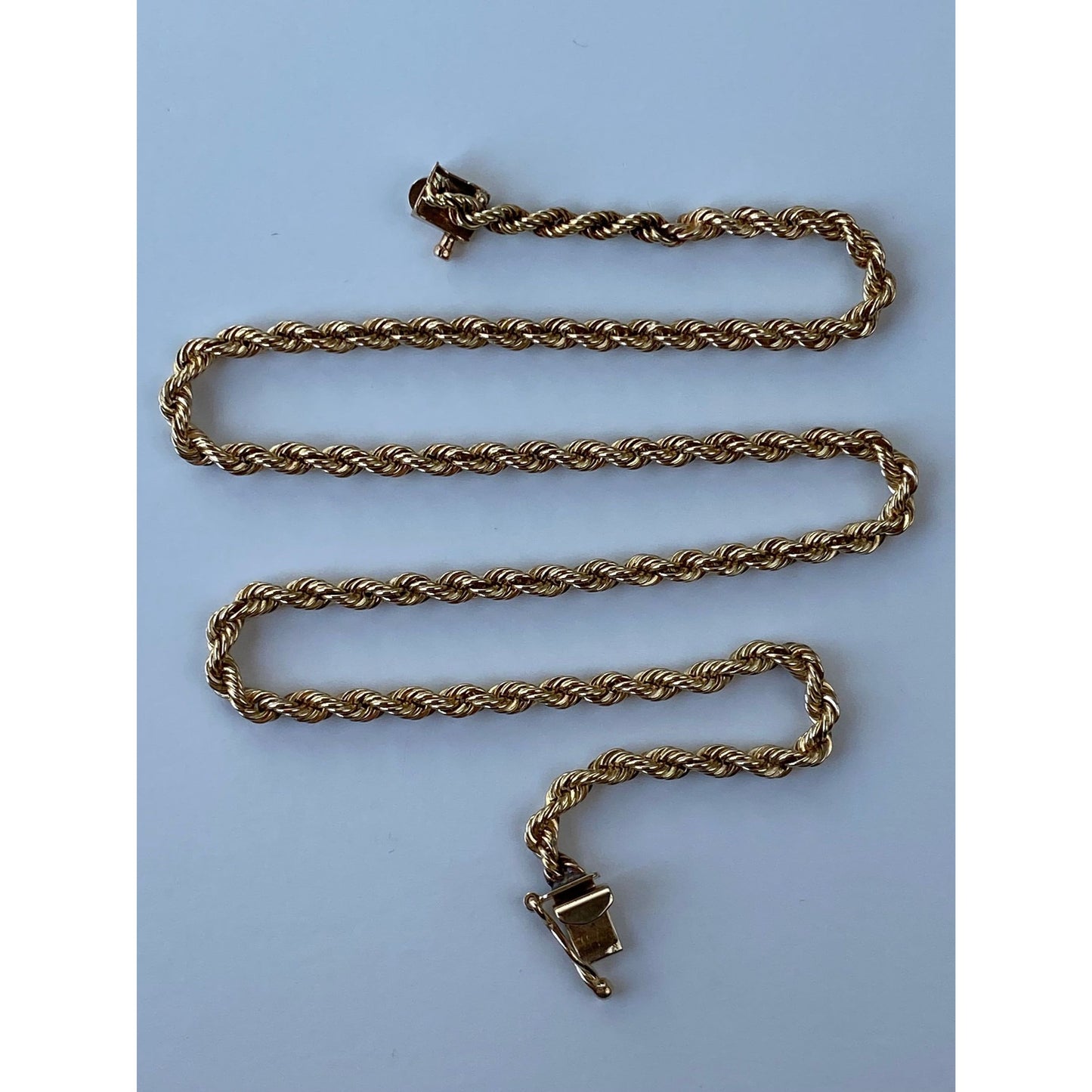 Vintage Solid 14k Yellow Gold Rope Chain Necklace - 14.5 inches