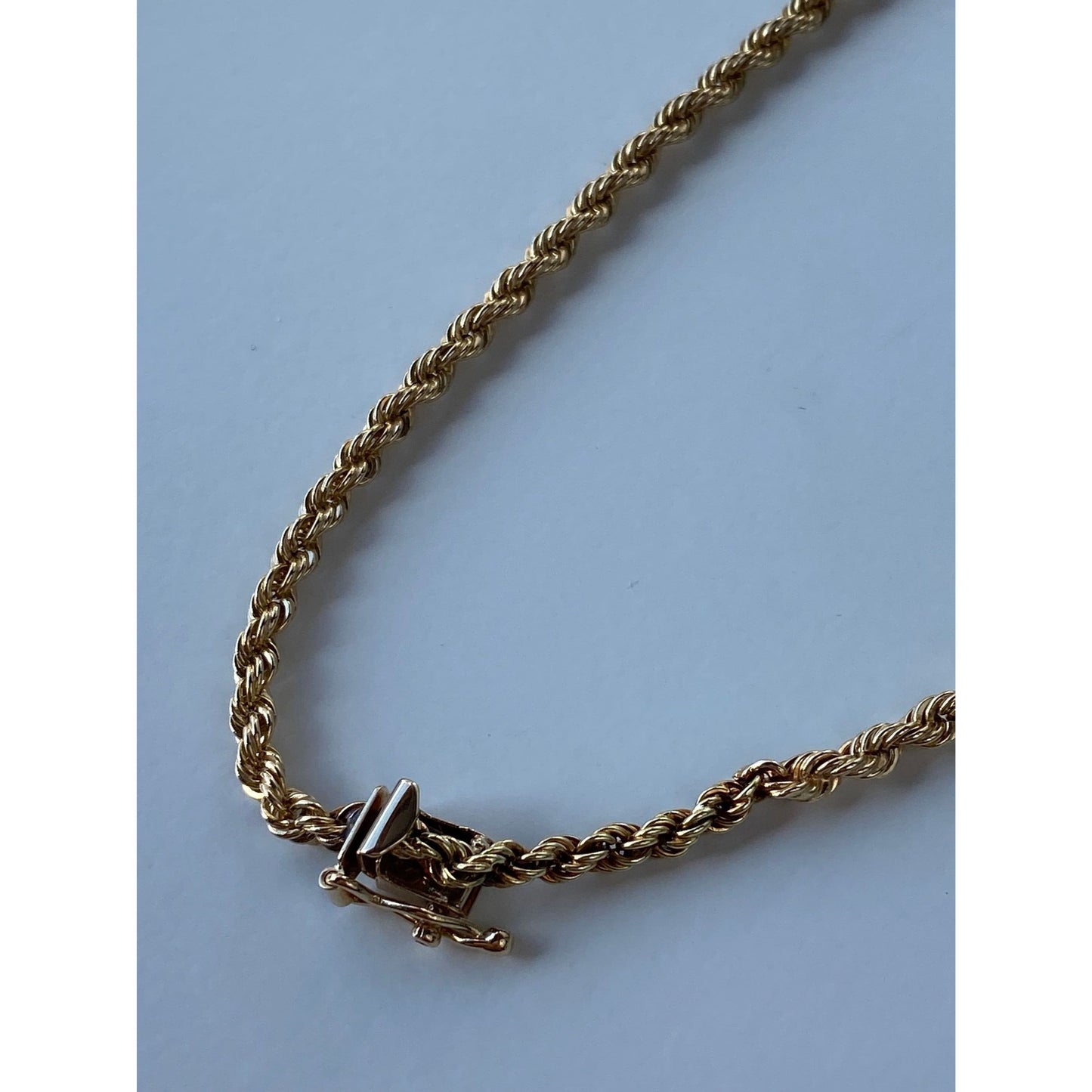 Vintage Solid 14k Yellow Gold Rope Chain Necklace - 14.5 inches