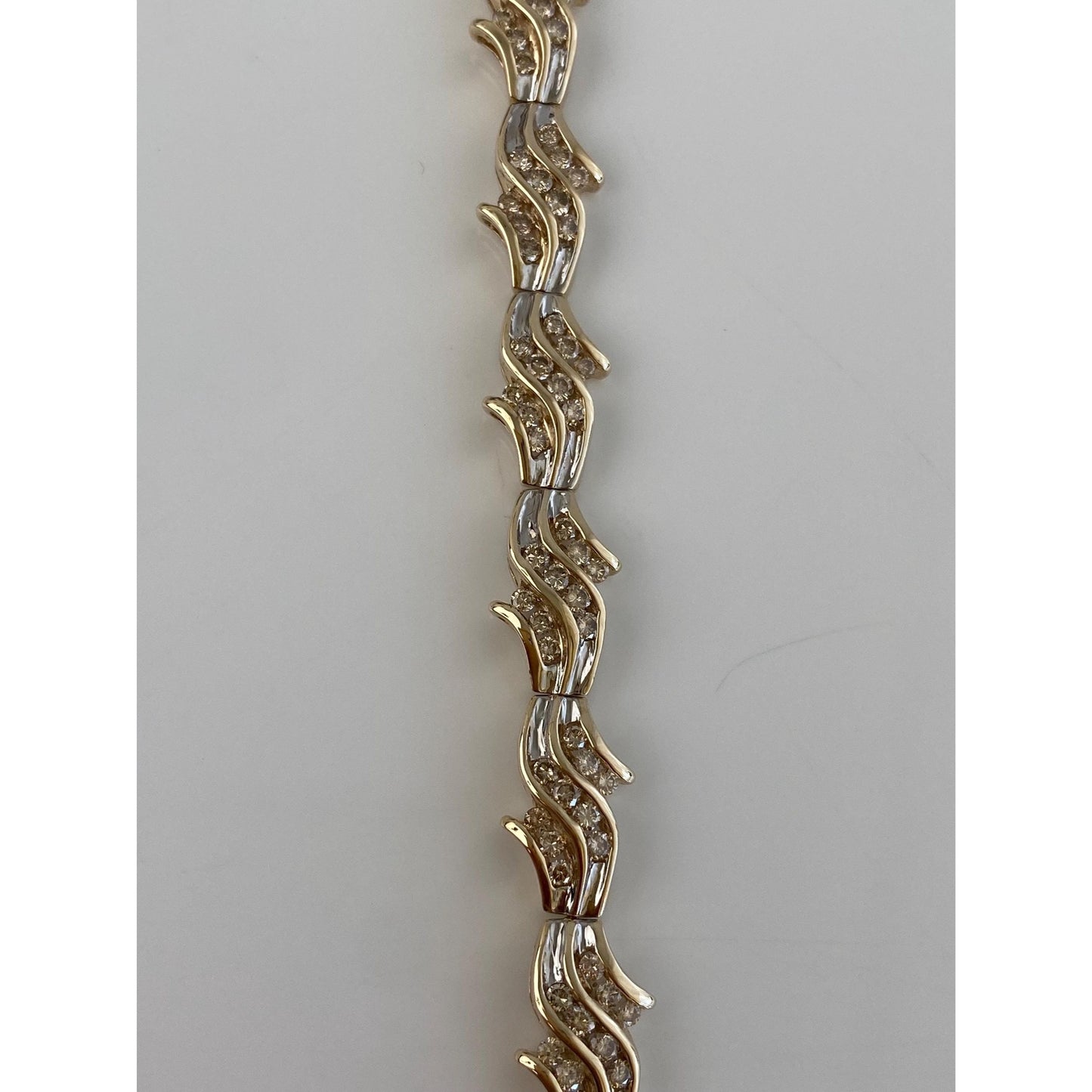 Vintage Solid 10k Yellow Gold Diamond Link Bracelet - 7.5 inches