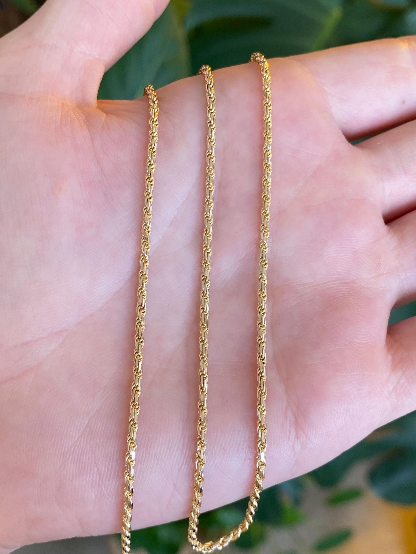 Vintage Solid 14k Yellow Gold Diamond Cut Slim Rope Chain Necklace - 20.25 inches