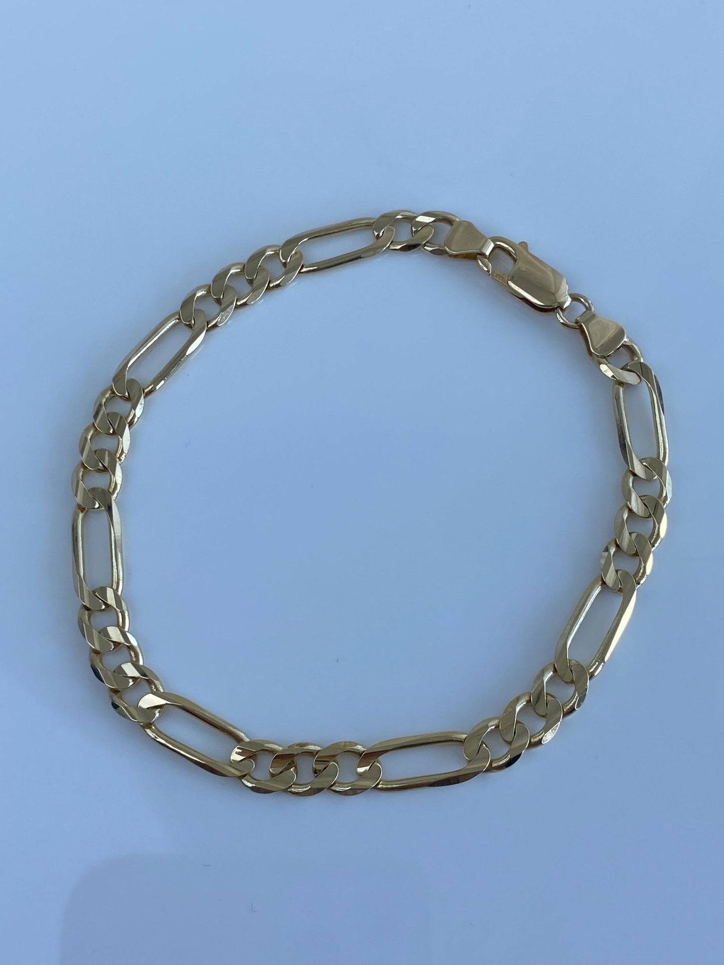 Vintage Solid 14k Yellow Gold Figaro Chain Bracelet - 8.25 inches