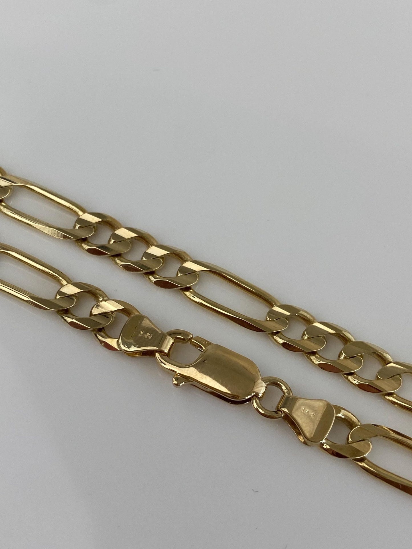 Vintage Solid 14k Yellow Gold Figaro Chain Bracelet - 8.25 inches