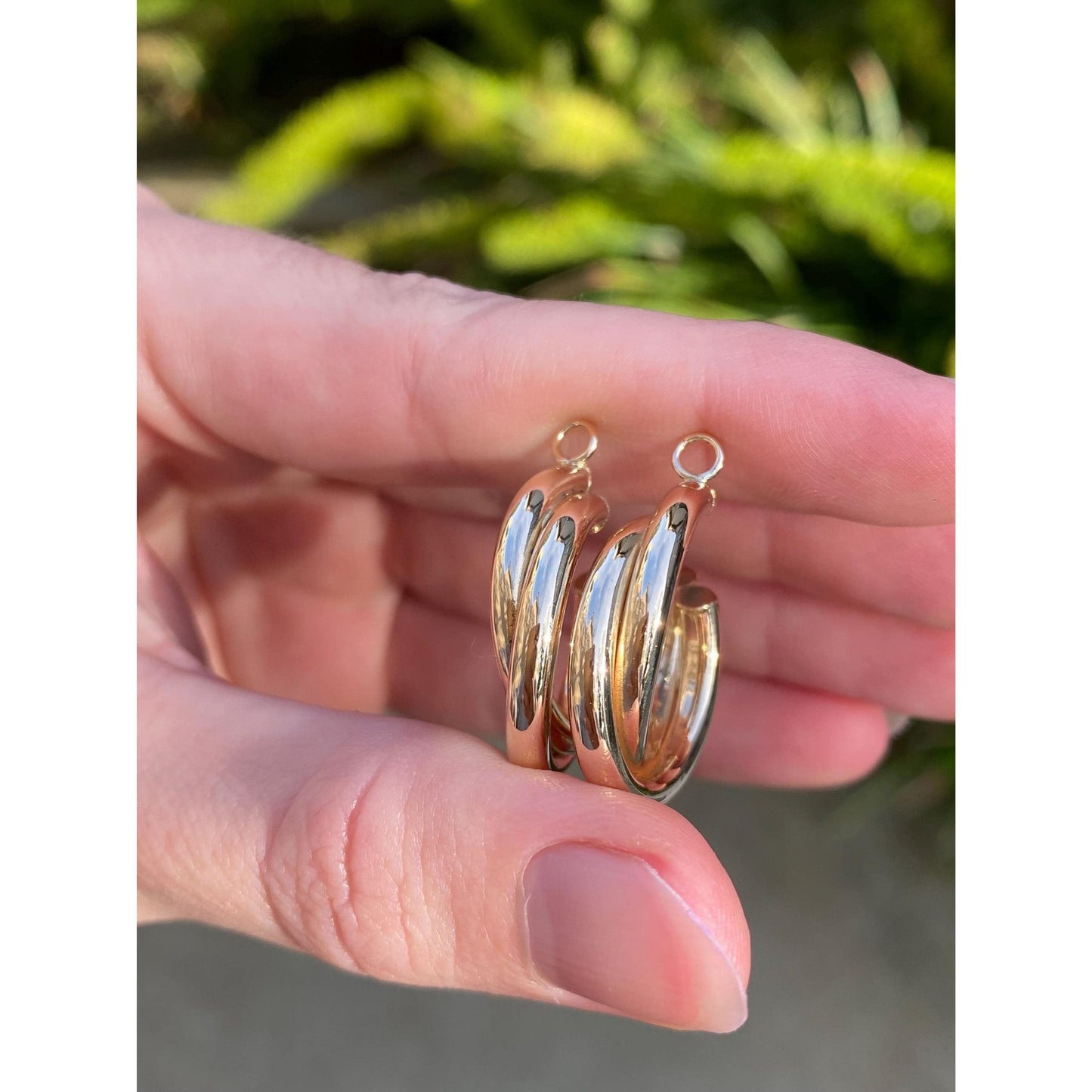 Vintage 14k Yellow Gold Layered Hoop Earring Jackets