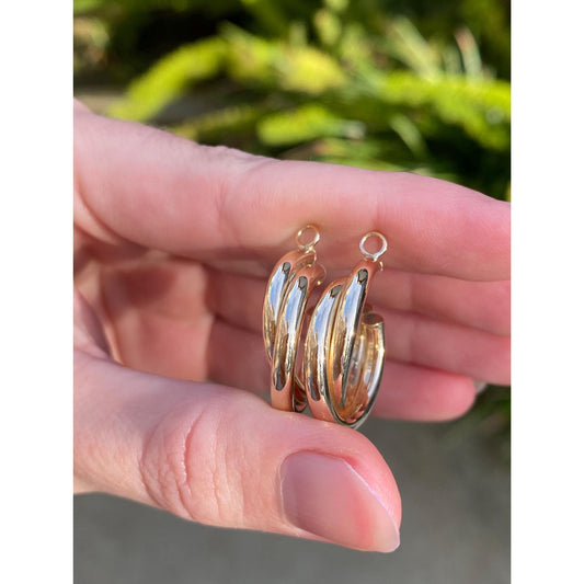 Vintage 14k Yellow Gold Layered Hoop Earring Jackets