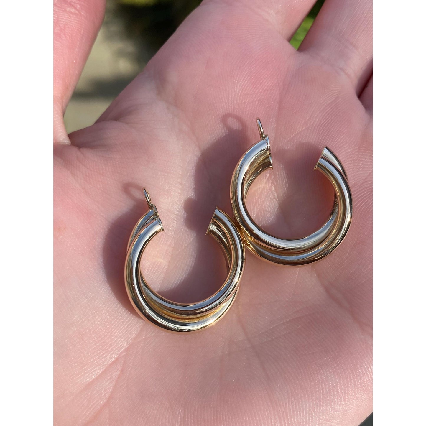 Vintage 14k Yellow Gold Layered Hoop Earring Jackets