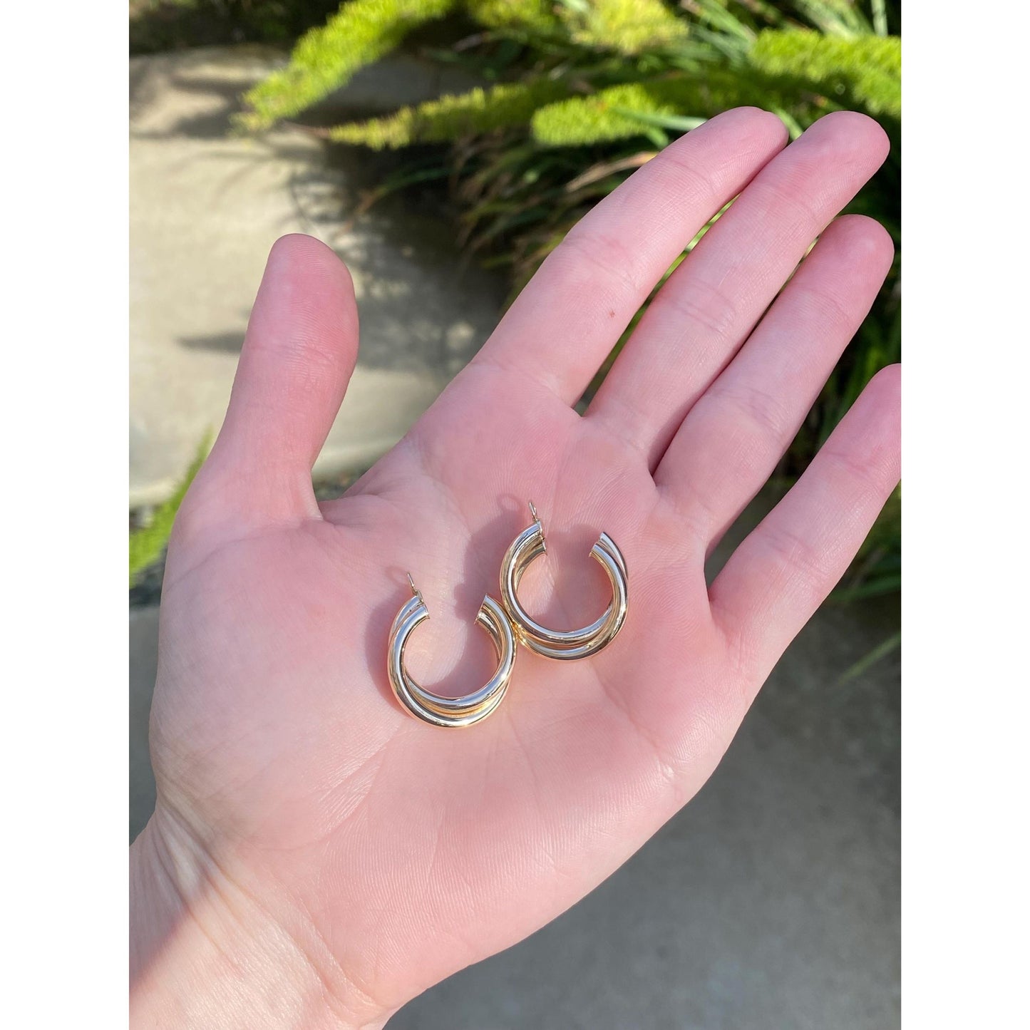 Vintage 14k Yellow Gold Layered Hoop Earring Jackets