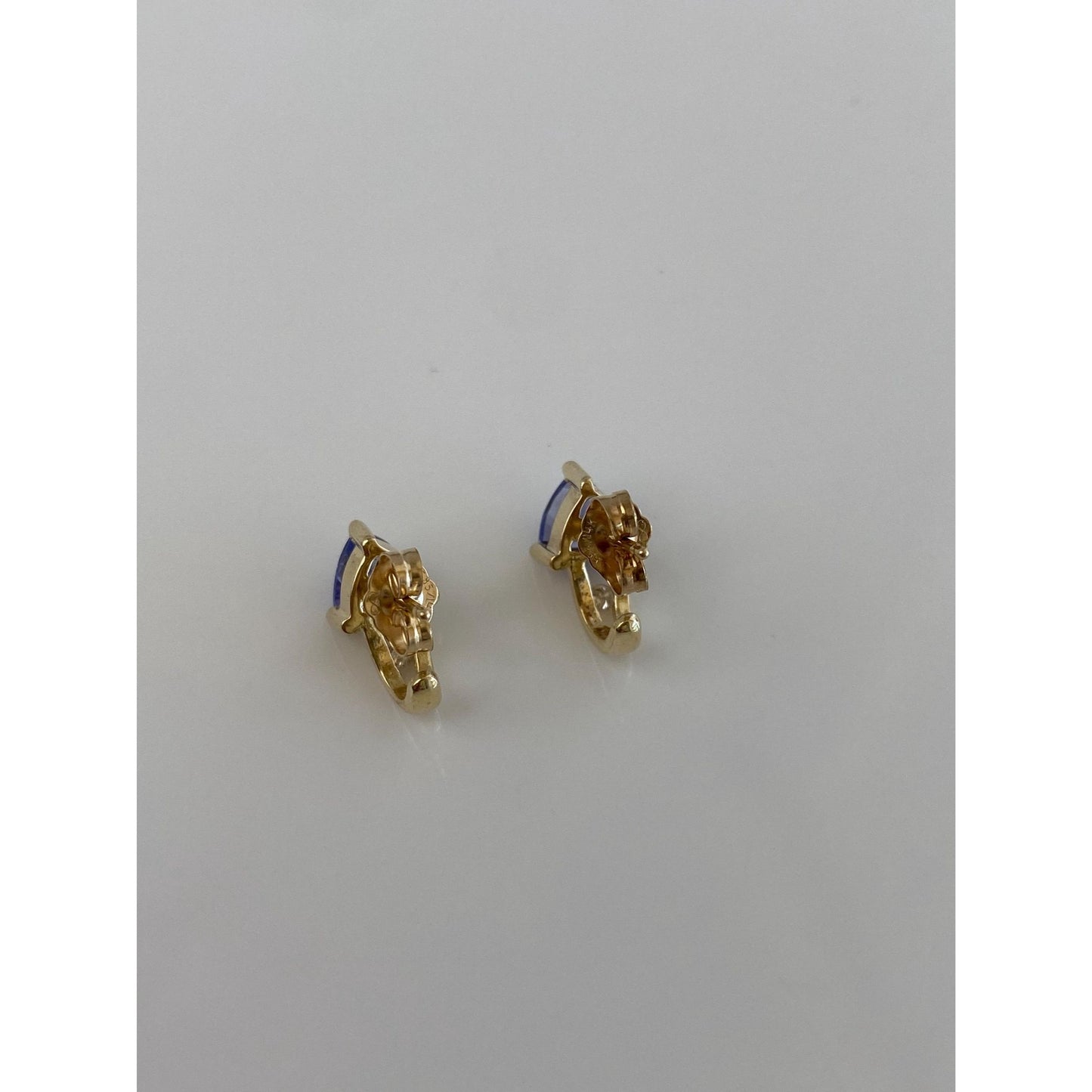 Vintage Solid 14k Yellow Gold Tanzanite Diamond Drop Earrings
