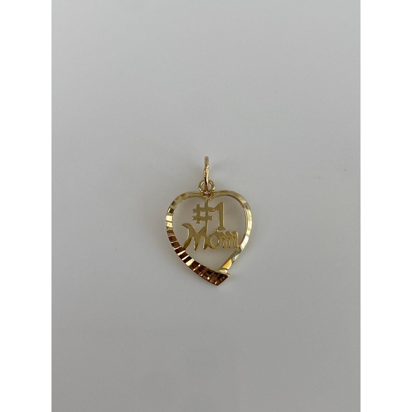 Vintage Solid 14k Yellow Gold #1 Mom Heart Charm