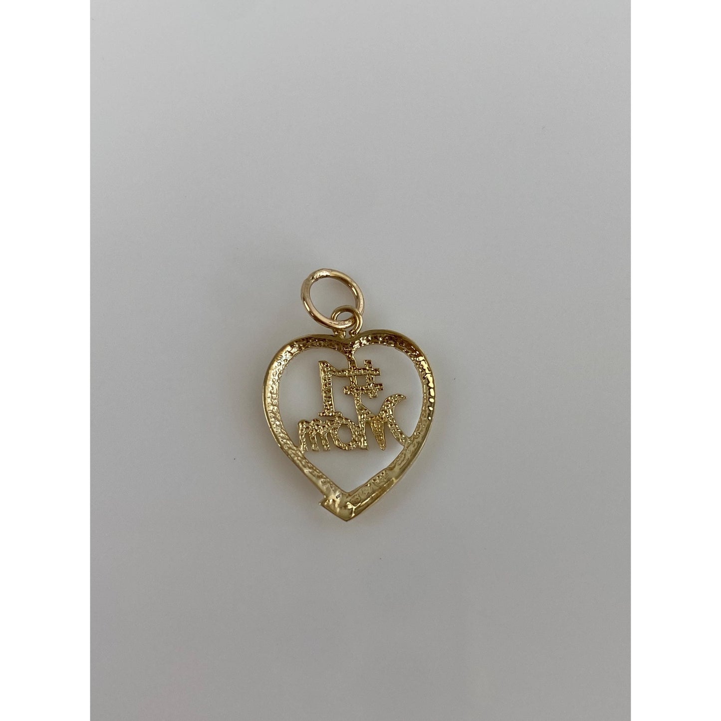 Vintage Solid 14k Yellow Gold #1 Mom Heart Charm
