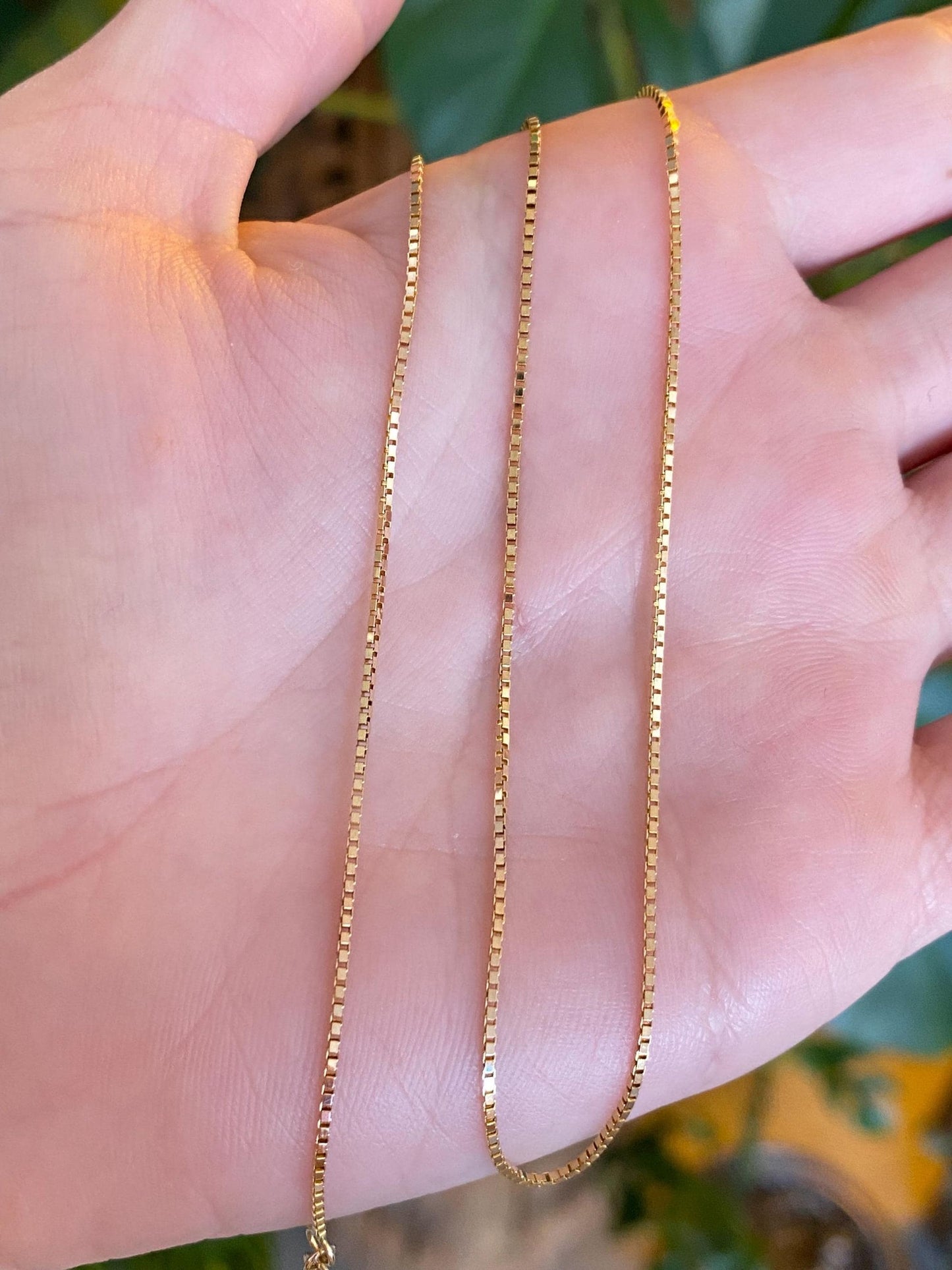 Vintage Solid 14k Yellow Gold Box Chain Necklace - 16 inches
