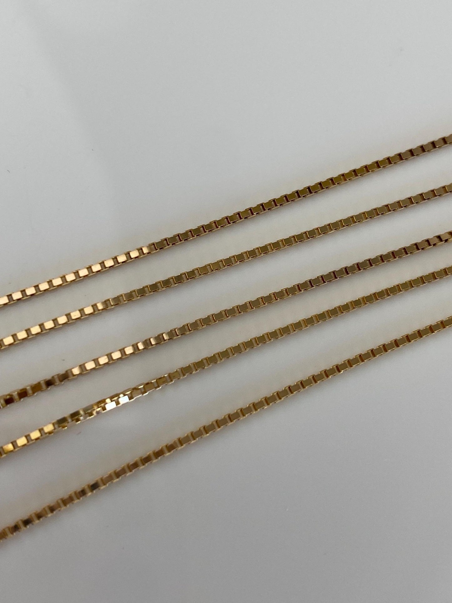 Vintage Solid 14k Yellow Gold Box Chain Necklace - 16 inches
