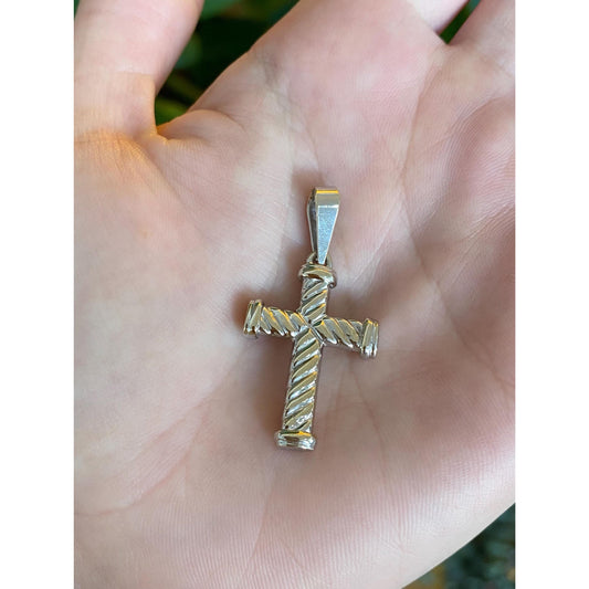 Vintage 14k White Gold Cross Charm