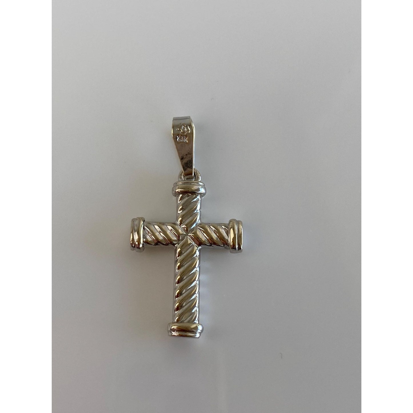 Vintage 14k White Gold Cross Charm