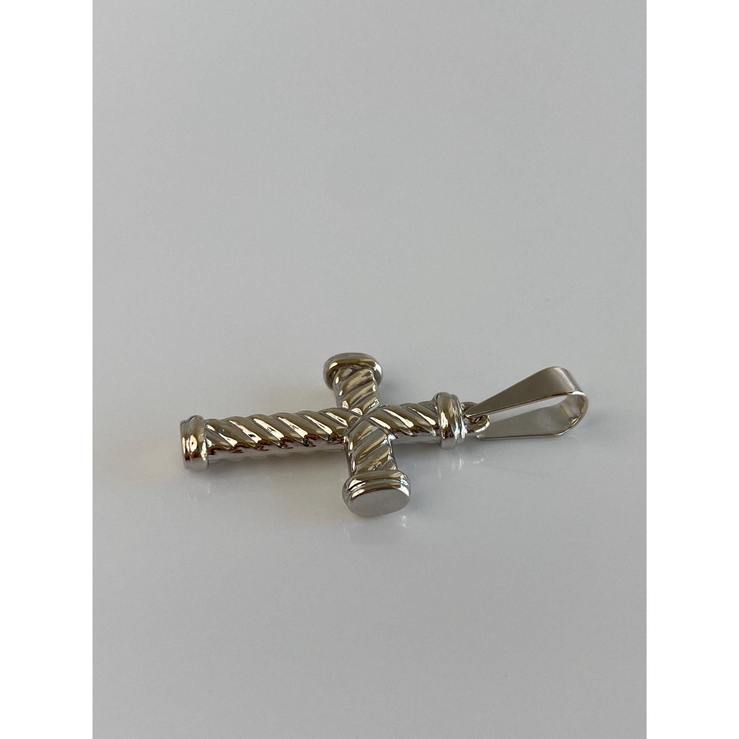 Vintage 14k White Gold Cross Charm