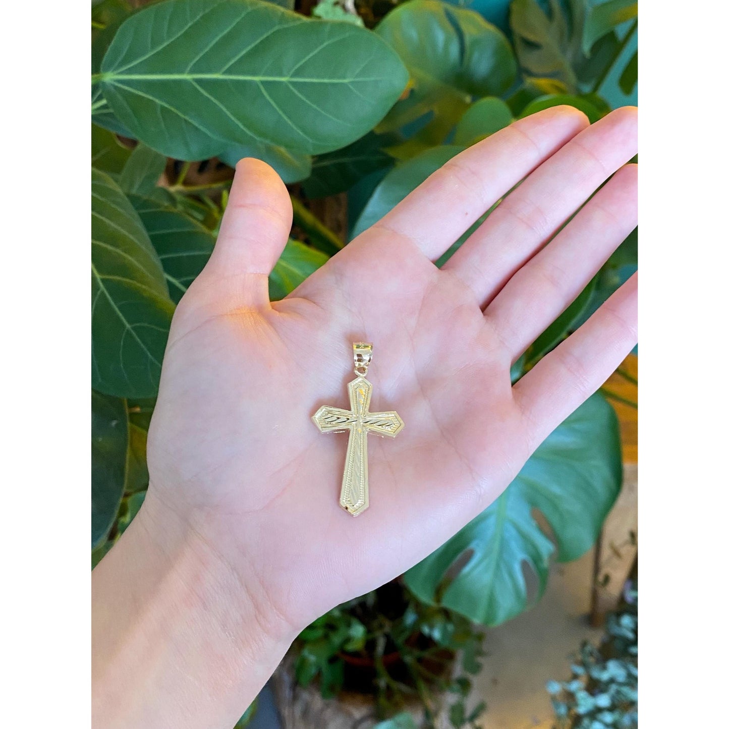 Vintage Solid 10k Yellow Gold Cross Charm