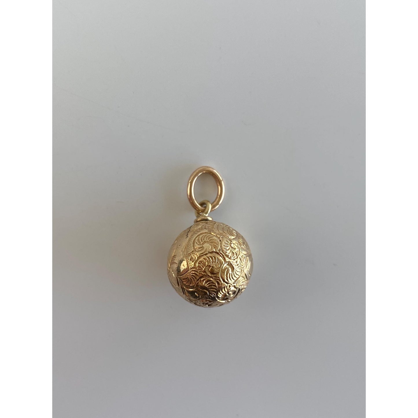 Vintage 10k Yellow Gold Scrollwork Ball Charm