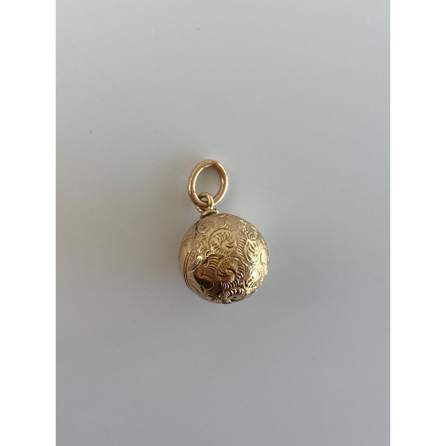 Vintage 10k Yellow Gold Scrollwork Ball Charm