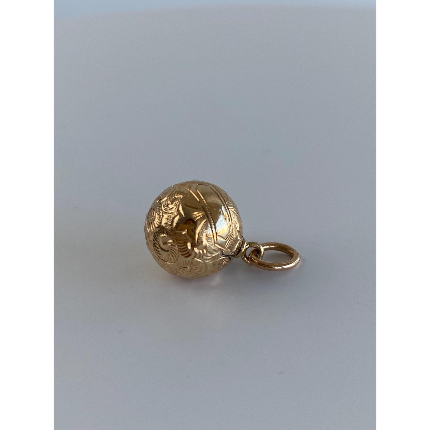 Vintage 10k Yellow Gold Scrollwork Ball Charm