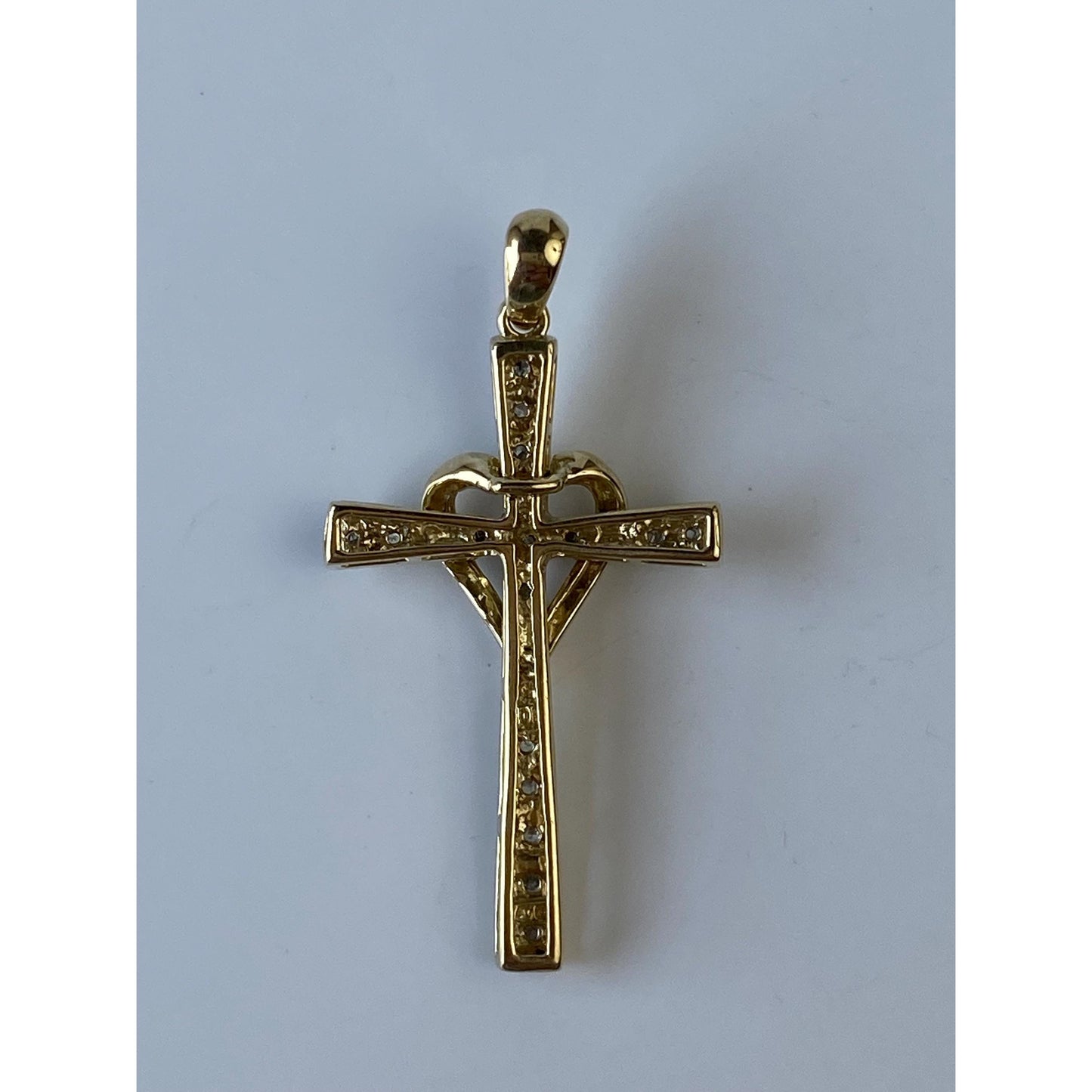 Vintage Solid 10k Yellow Gold Diamond Cross Charm