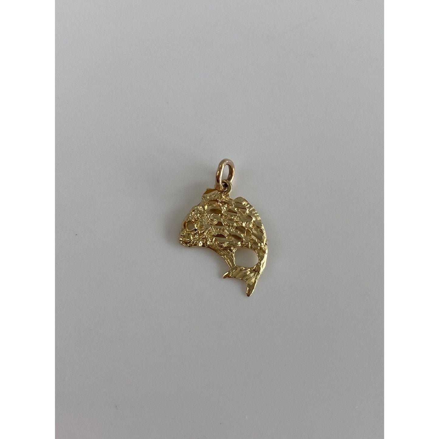 Vintage Solid 14k Yellow Gold Diamond Cut Fish Charm