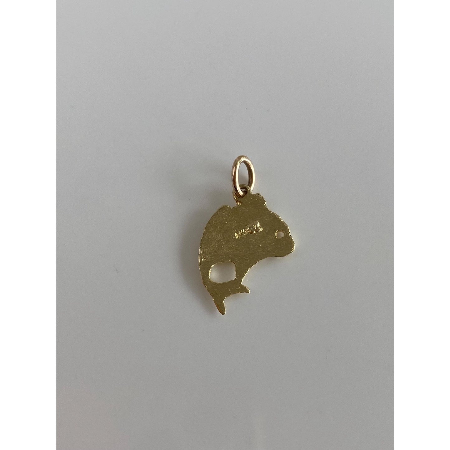 Vintage Solid 14k Yellow Gold Diamond Cut Fish Charm