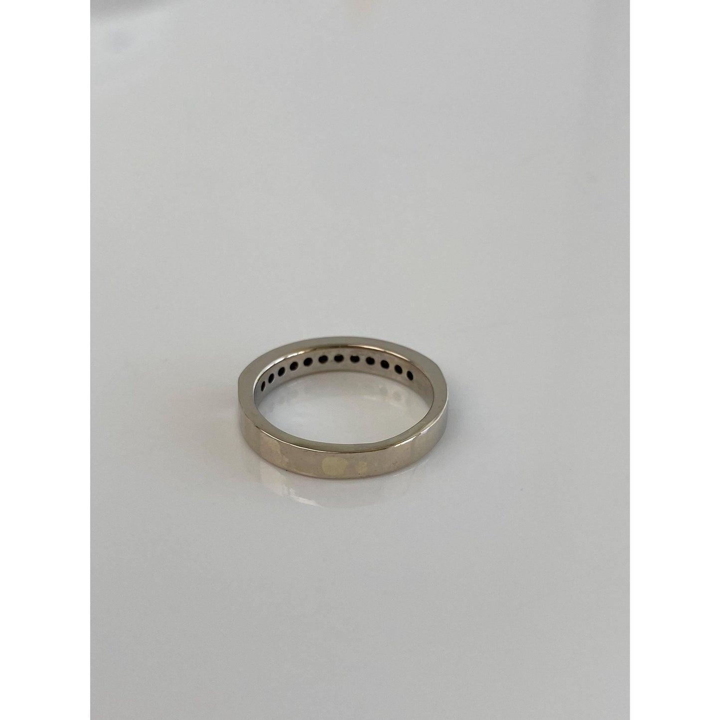 Vintage Solid 14k White Gold Diamond Ring Band - Size 5.25