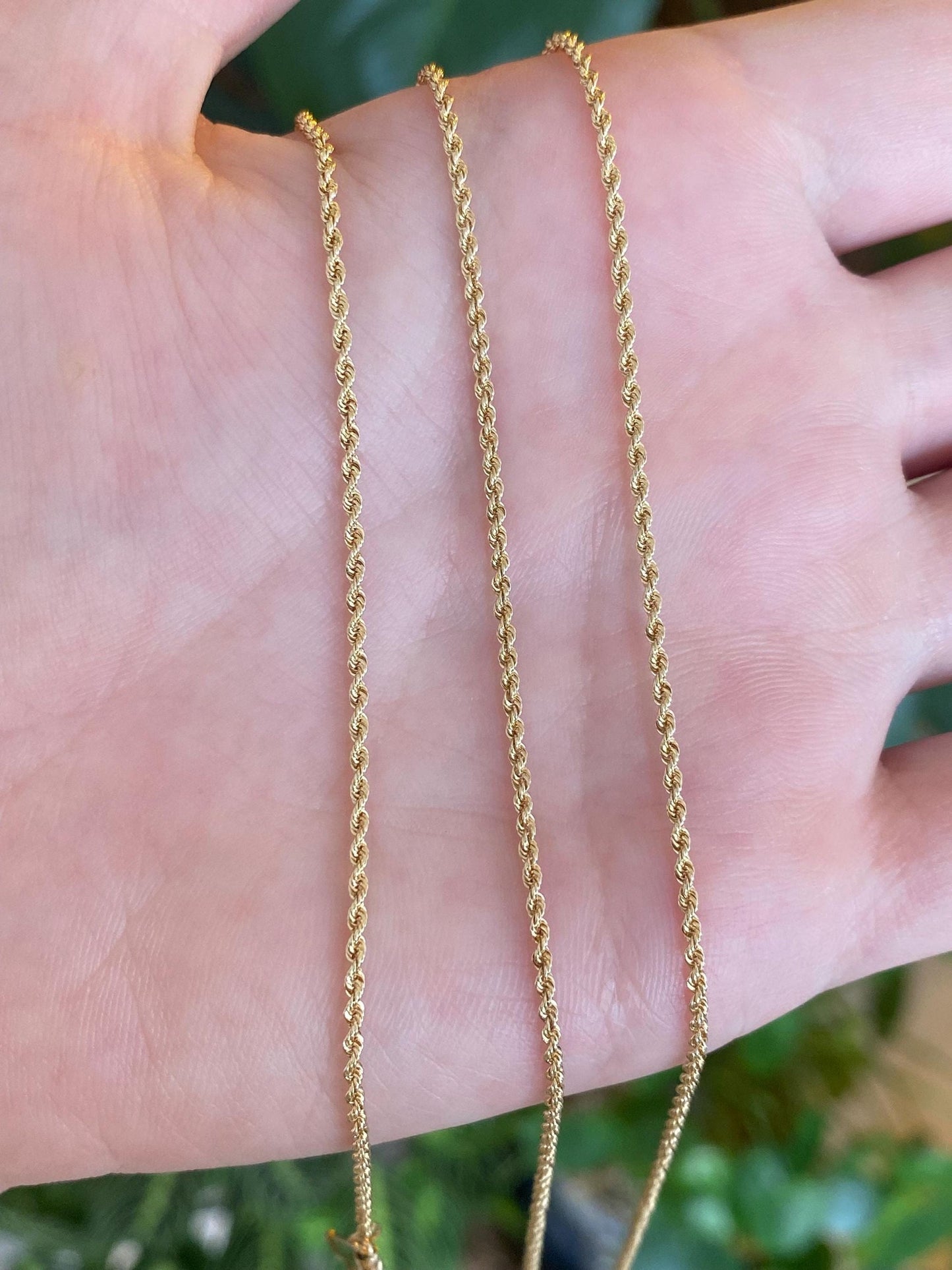 Vintage Solid 14k Yellow Gold Long Slim Rope Chain Necklace - 29.75 inches