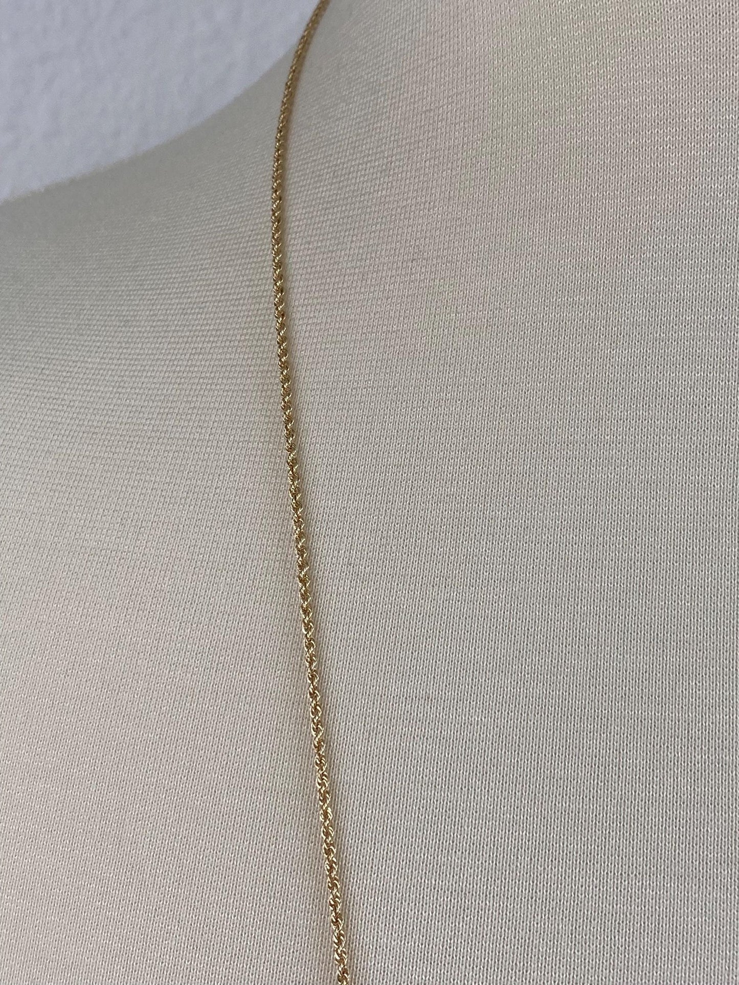 Vintage Solid 14k Yellow Gold Long Slim Rope Chain Necklace - 29.75 inches