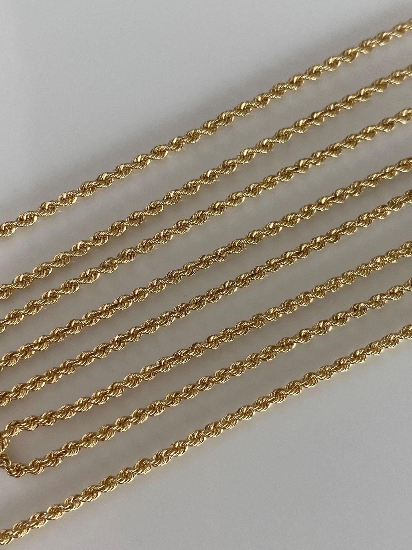 Vintage Solid 14k Yellow Gold Long Slim Rope Chain Necklace - 29.75 inches