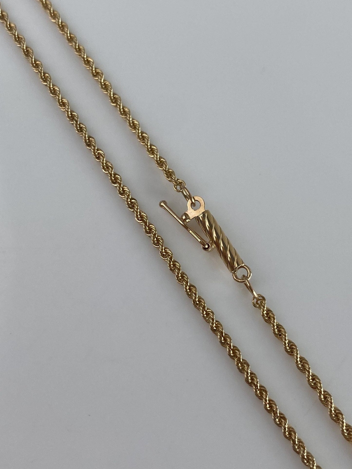 Vintage Solid 14k Yellow Gold Long Slim Rope Chain Necklace - 29.75 inches