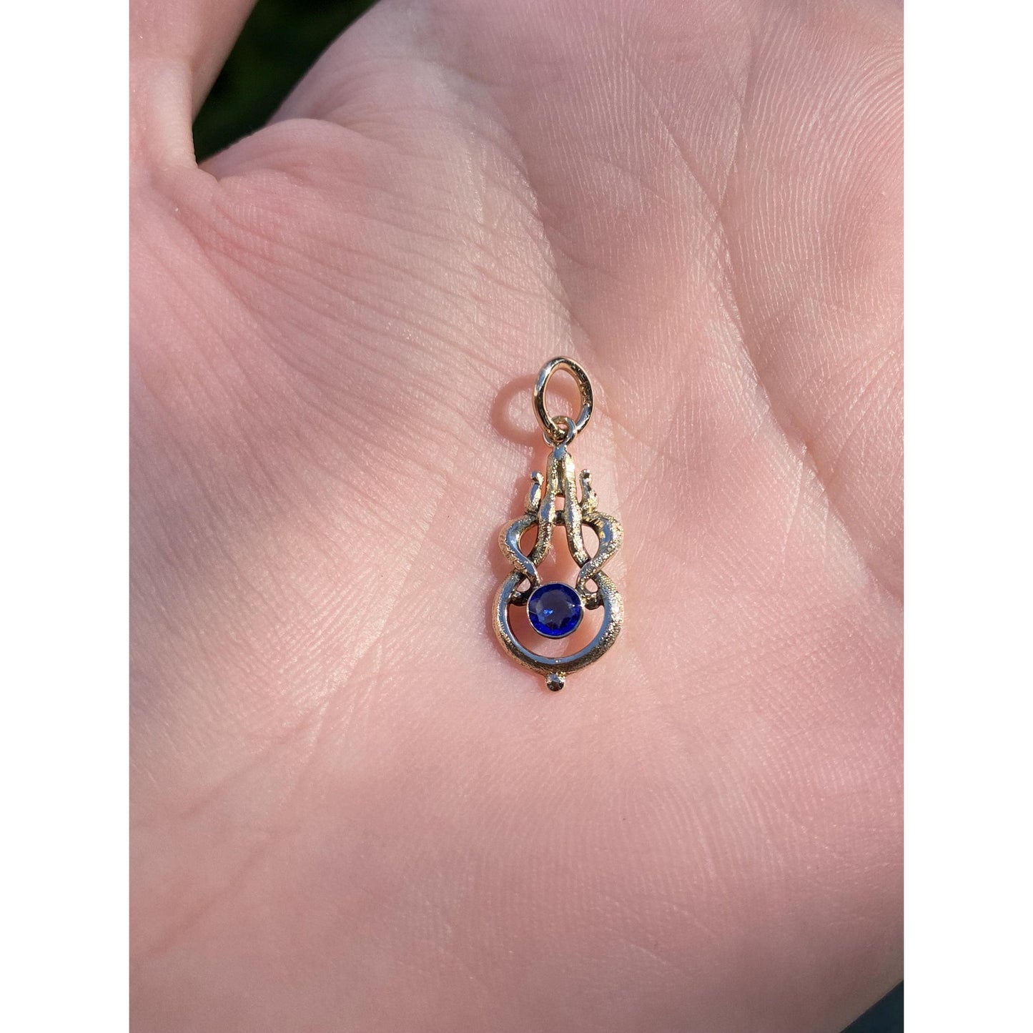 Vintage Solid 10k Yellow Gold Blue Cubic Zirconia Stick Pin Conversion Charm