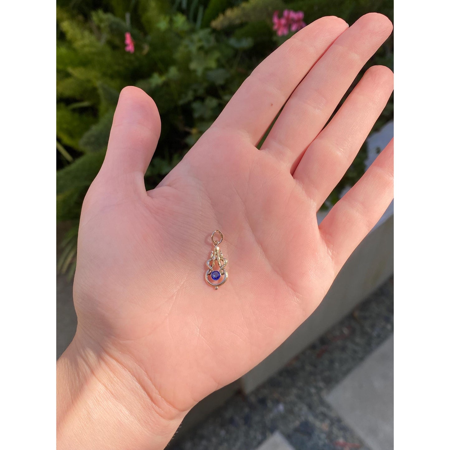 Vintage Solid 10k Yellow Gold Blue Cubic Zirconia Stick Pin Conversion Charm