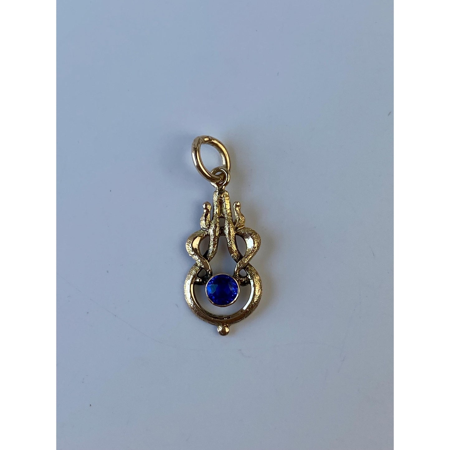 Vintage Solid 10k Yellow Gold Blue Cubic Zirconia Stick Pin Conversion Charm
