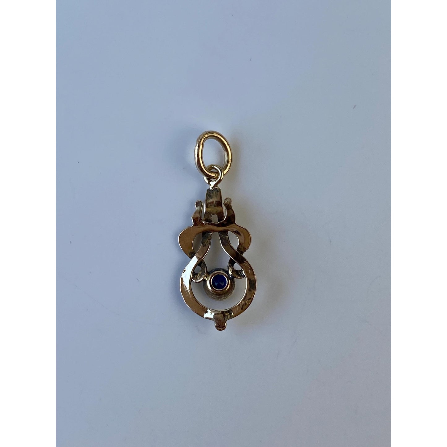 Vintage Solid 10k Yellow Gold Blue Cubic Zirconia Stick Pin Conversion Charm