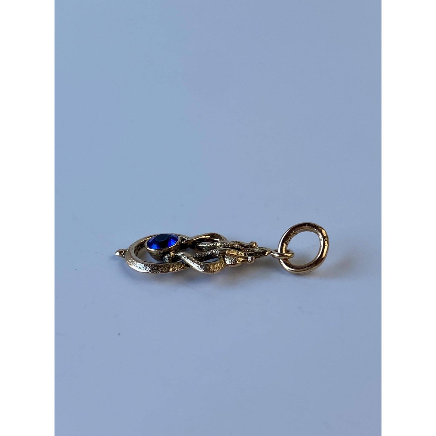Vintage Solid 10k Yellow Gold Blue Cubic Zirconia Stick Pin Conversion Charm