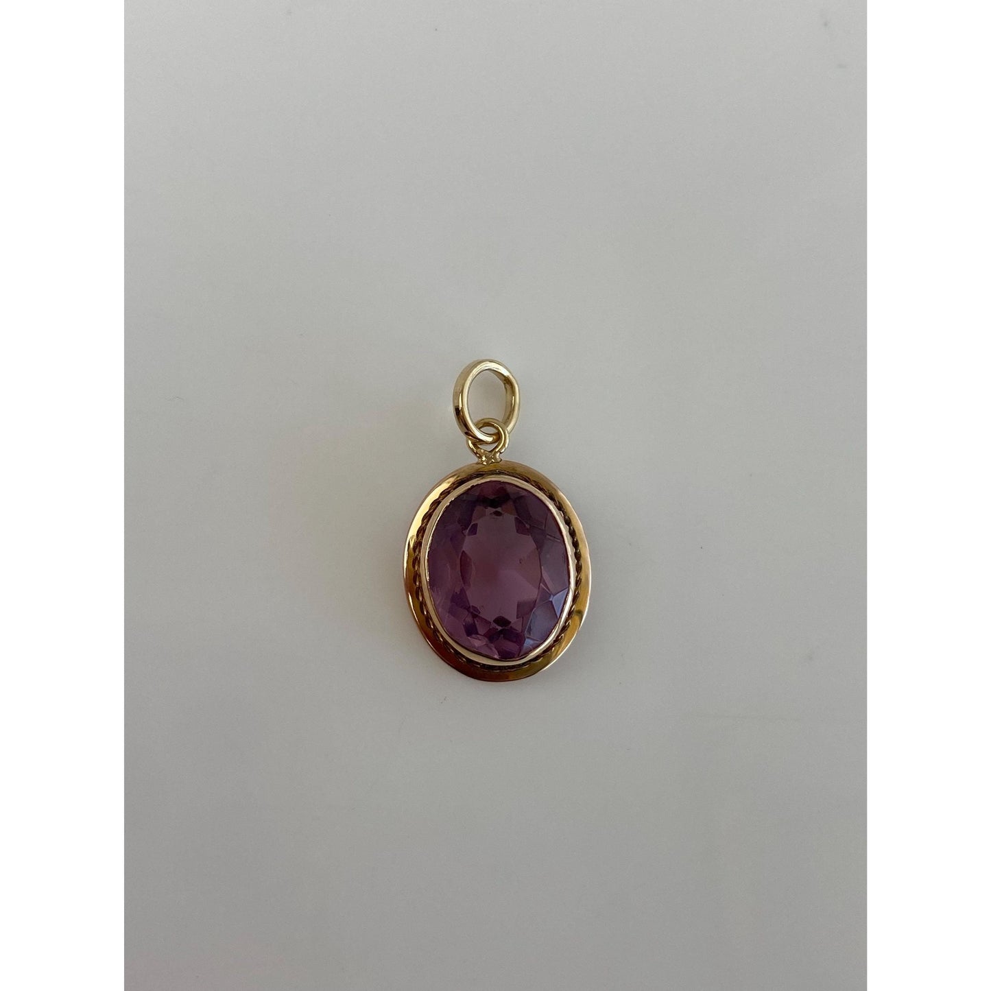 Vintage Solid 14k Yellow Gold Purple Cubic Zirconia Charm