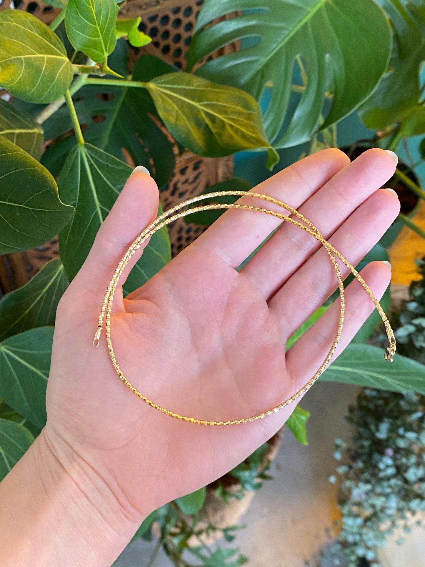 Vintage 14k Yellow Gold Diamond Cut Spring Collar Necklace - 18 inches