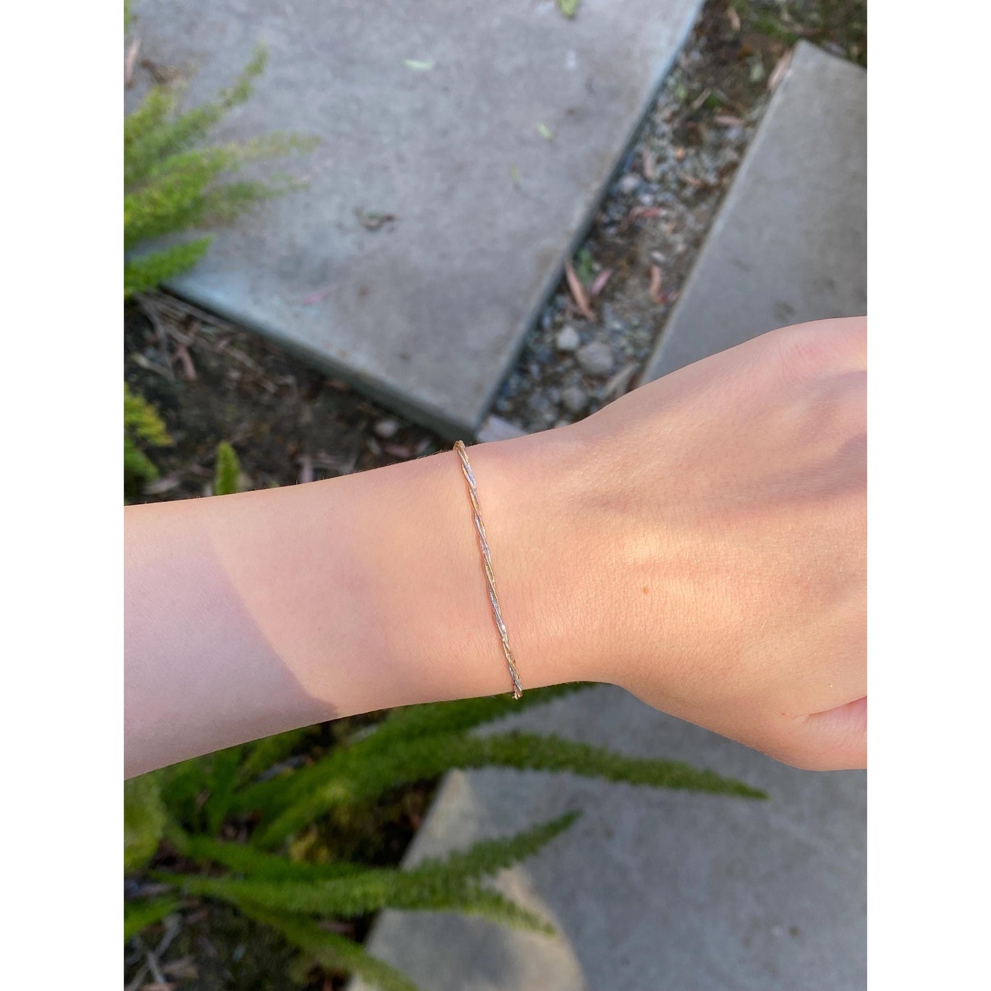 Vintage Solid 14k Tri Tone Gold Twisted Snake Chain Bracelet - 7.25 inches