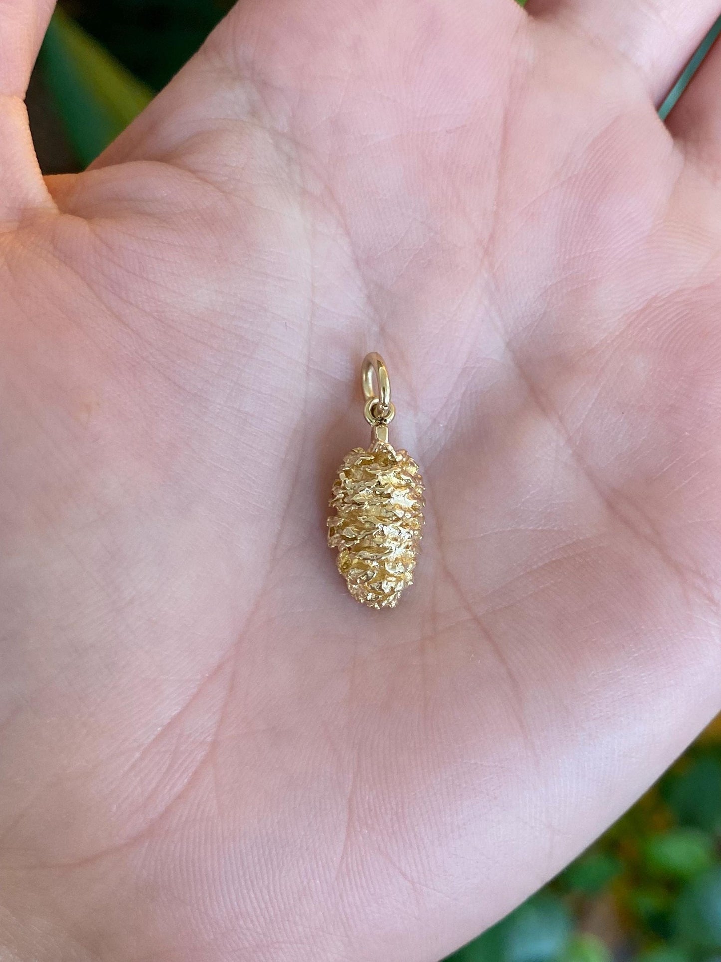 Vintage Solid 14k Yellow Gold Pinecone Charm
