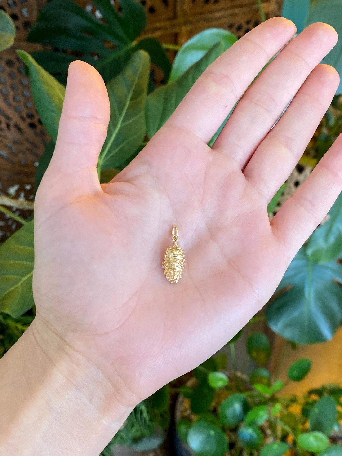 Vintage Solid 14k Yellow Gold Pinecone Charm