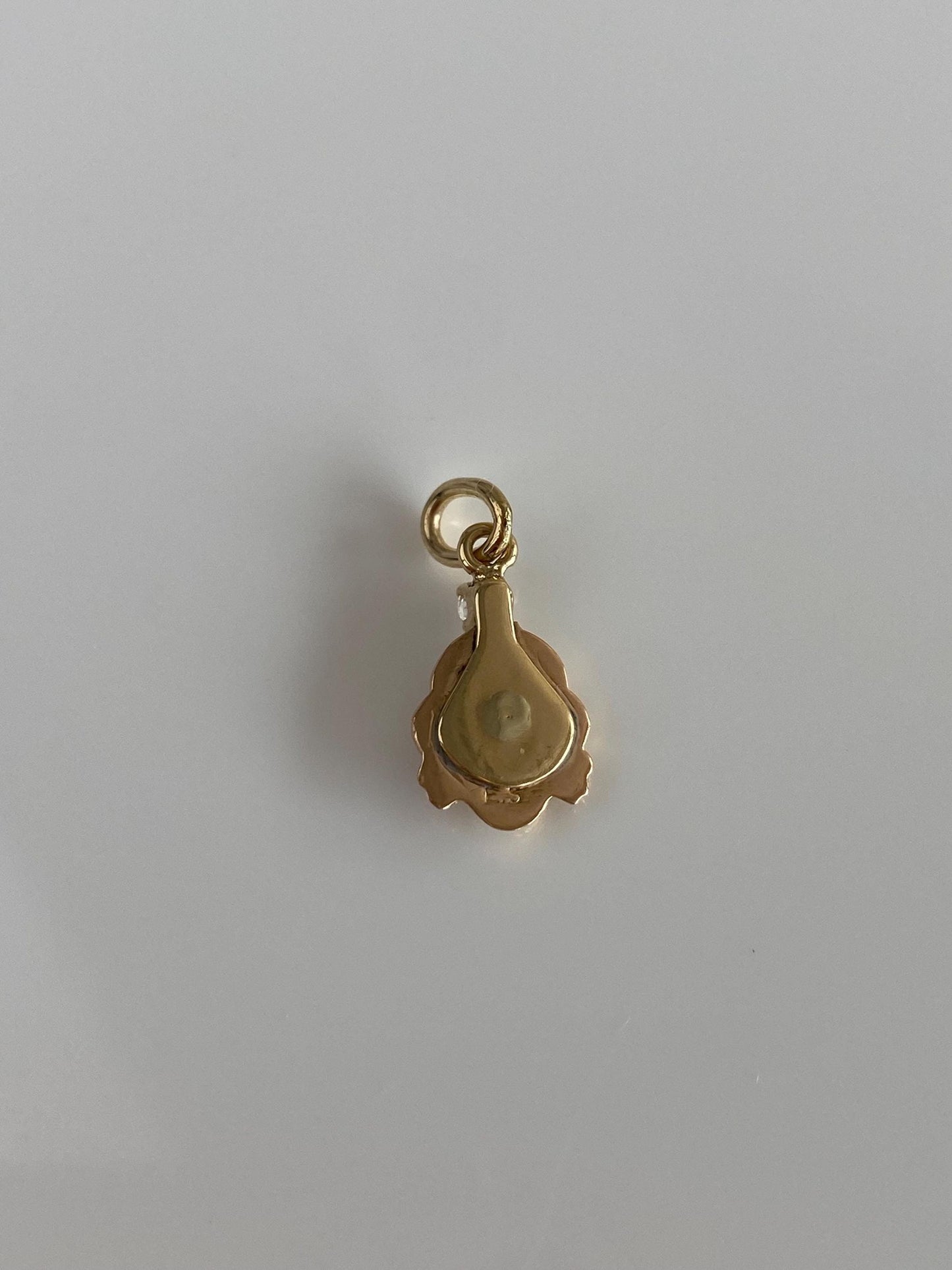 Solid 14k Yellow Gold Clear Sapphire Face Stick Pin Charm