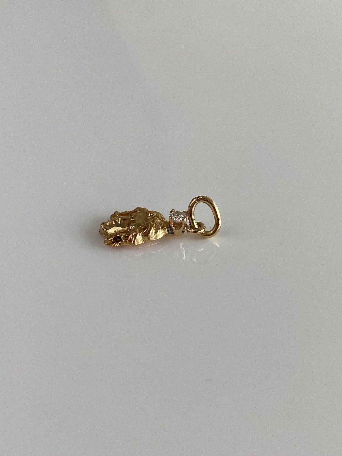 Solid 14k Yellow Gold Clear Sapphire Face Stick Pin Charm