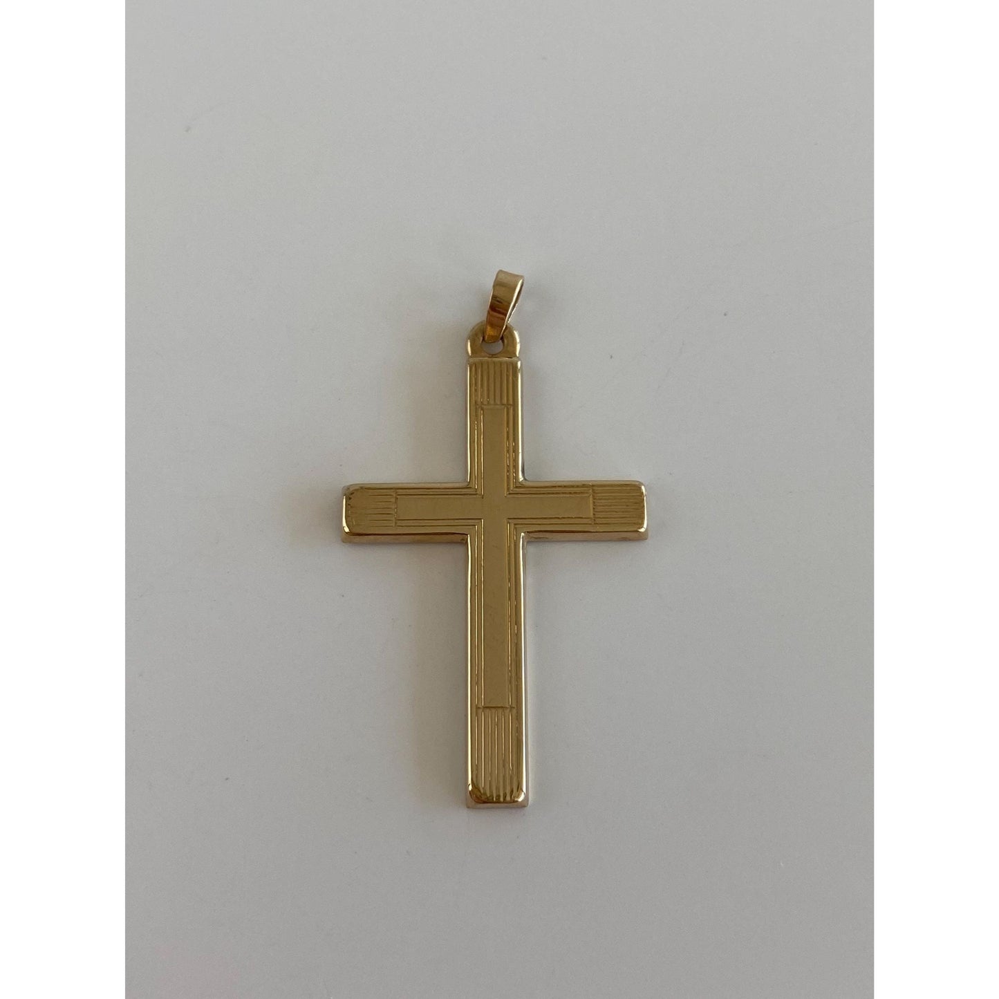Vintage 14k Yellow Gold Lined Cross Charm