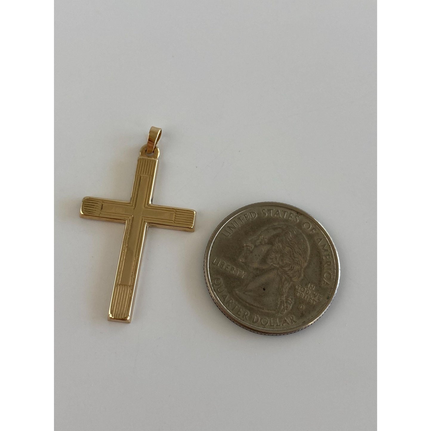 Vintage 14k Yellow Gold Lined Cross Charm