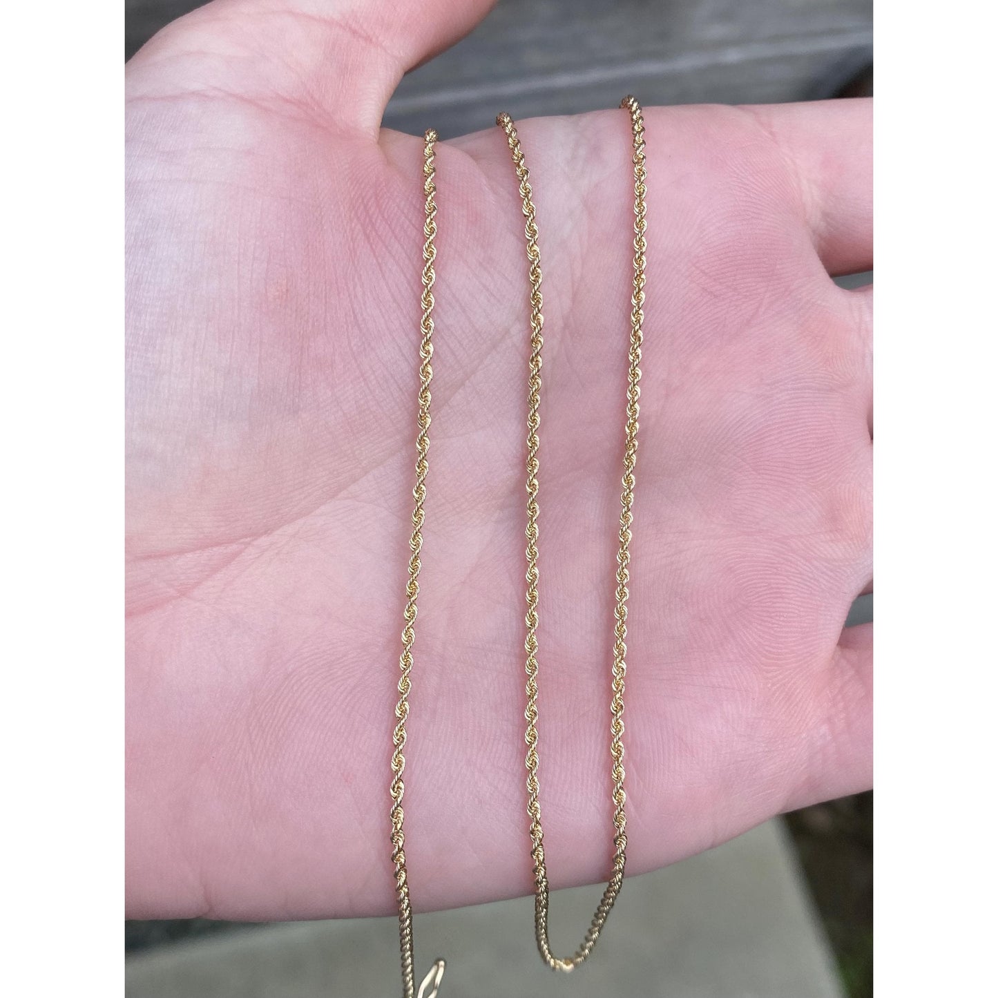 Vintage Solid 14k Yellow Gold Dainty Rope Chain Necklace - 24 inches