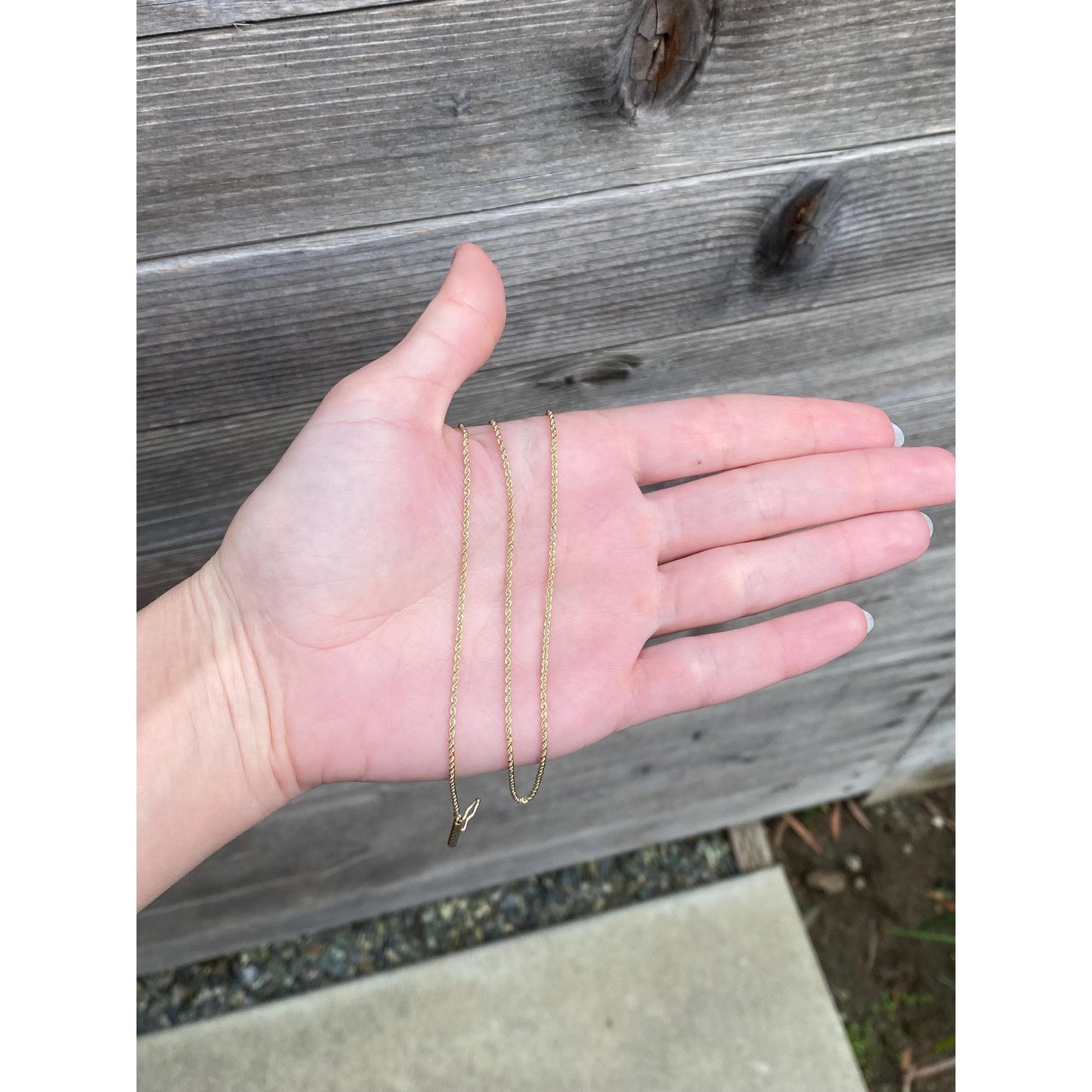 Vintage Solid 14k Yellow Gold Dainty Rope Chain Necklace - 24 inches